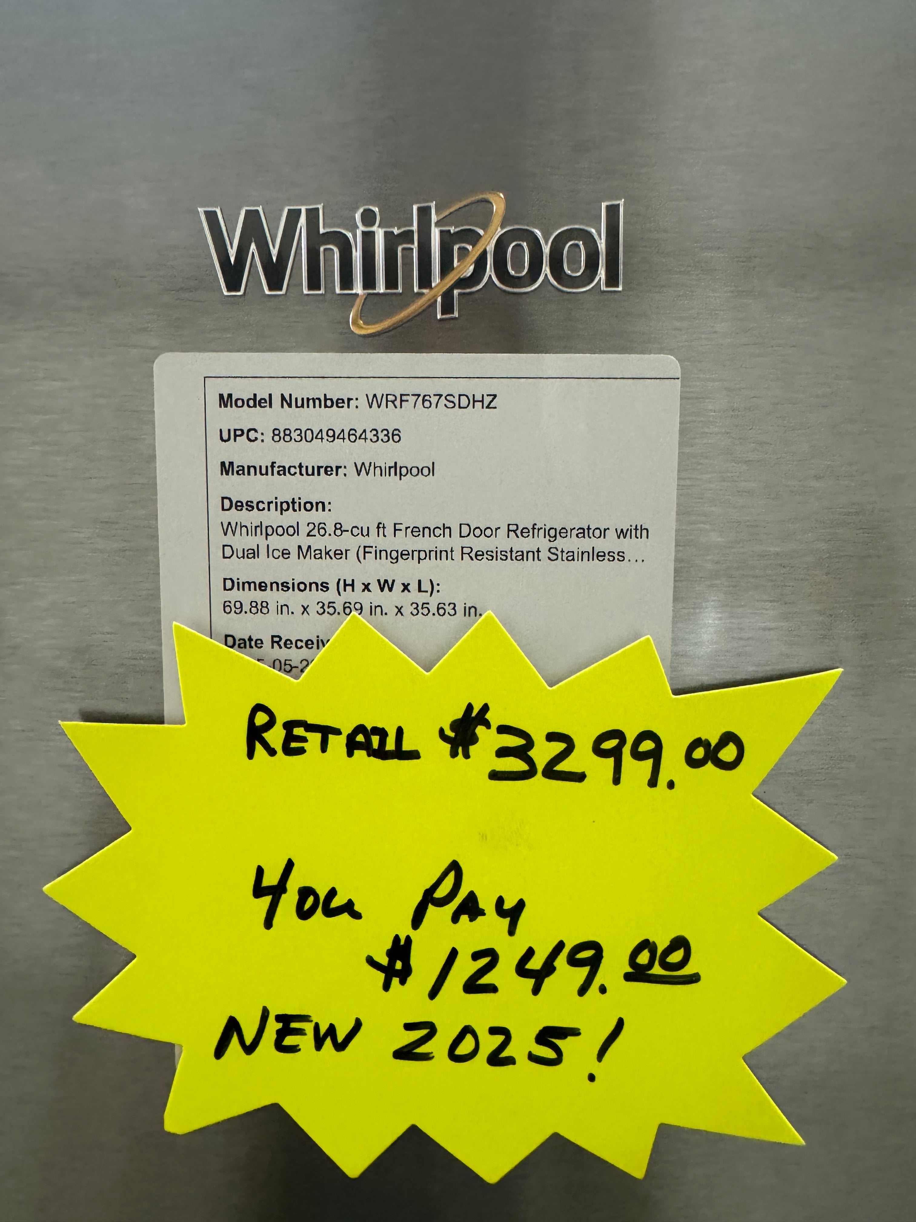 Whirlpool French Door Refrigerator (Dual Ice Maker) 2025 Model SAVE $2000!